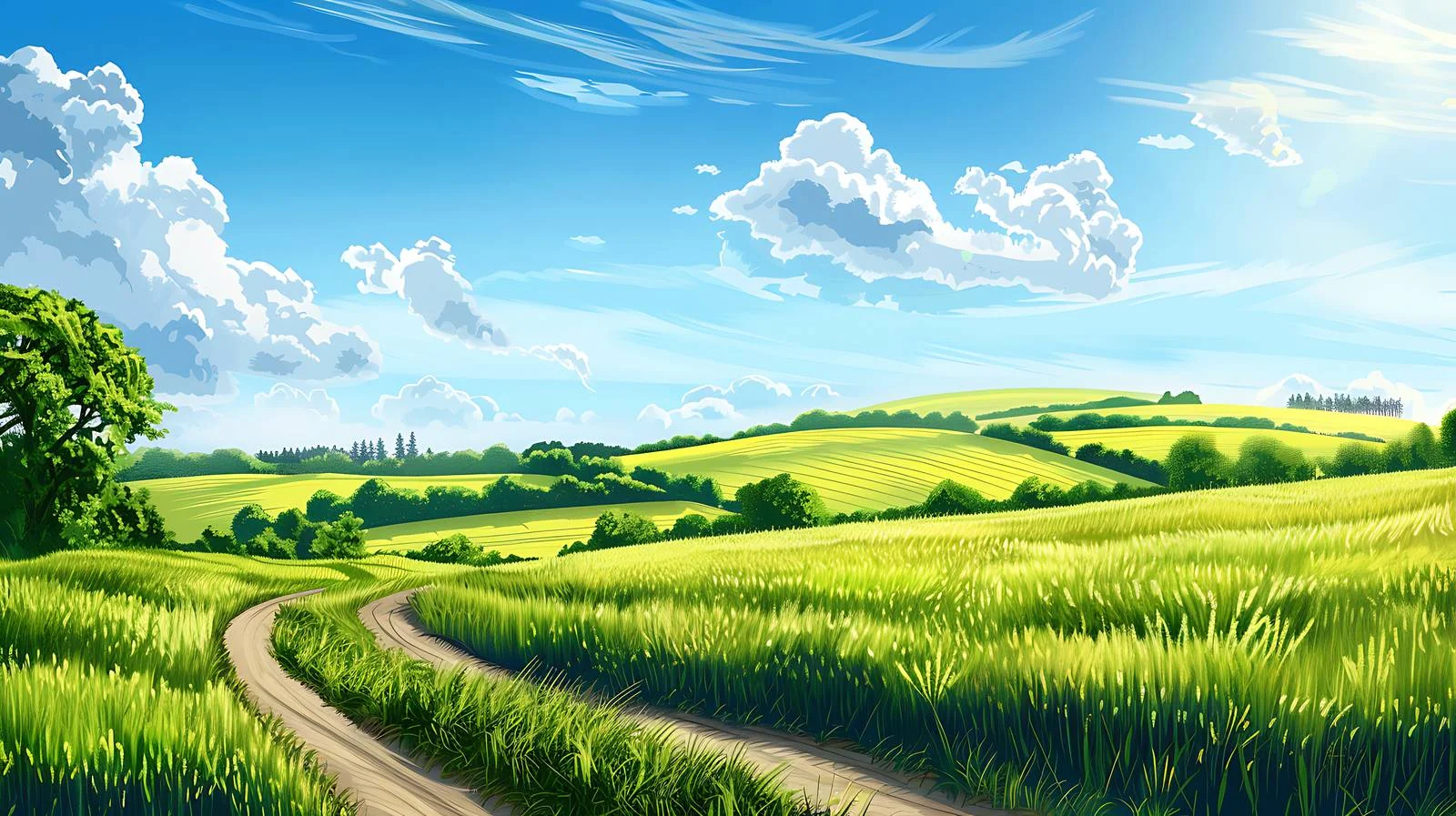 Serene Summer Fields under Blue Sky — free download from Dotvec