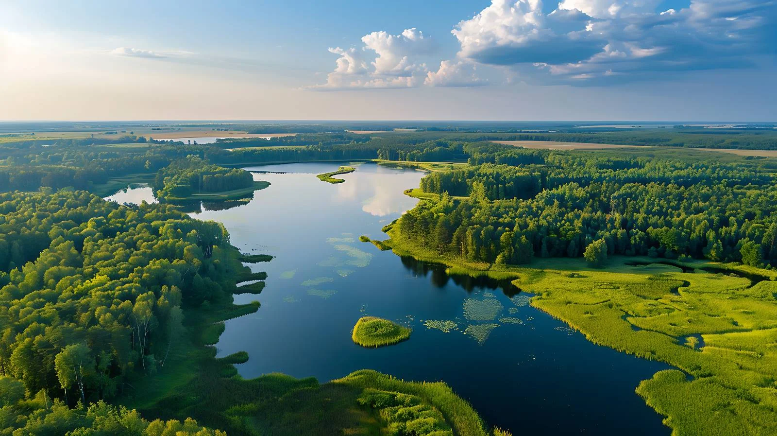 Tranquil Summer Scene: Lush Forests and Lake — free download from Dotvec