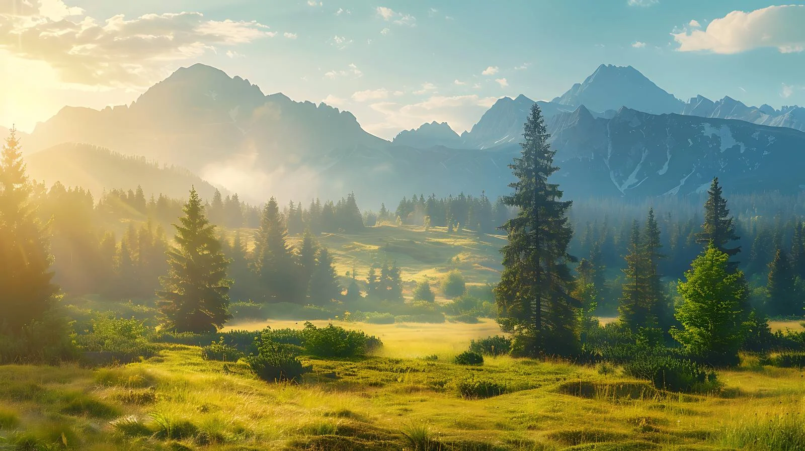 Serene Summer Morning Amidst Mountain Majesty — free download from Dotvec