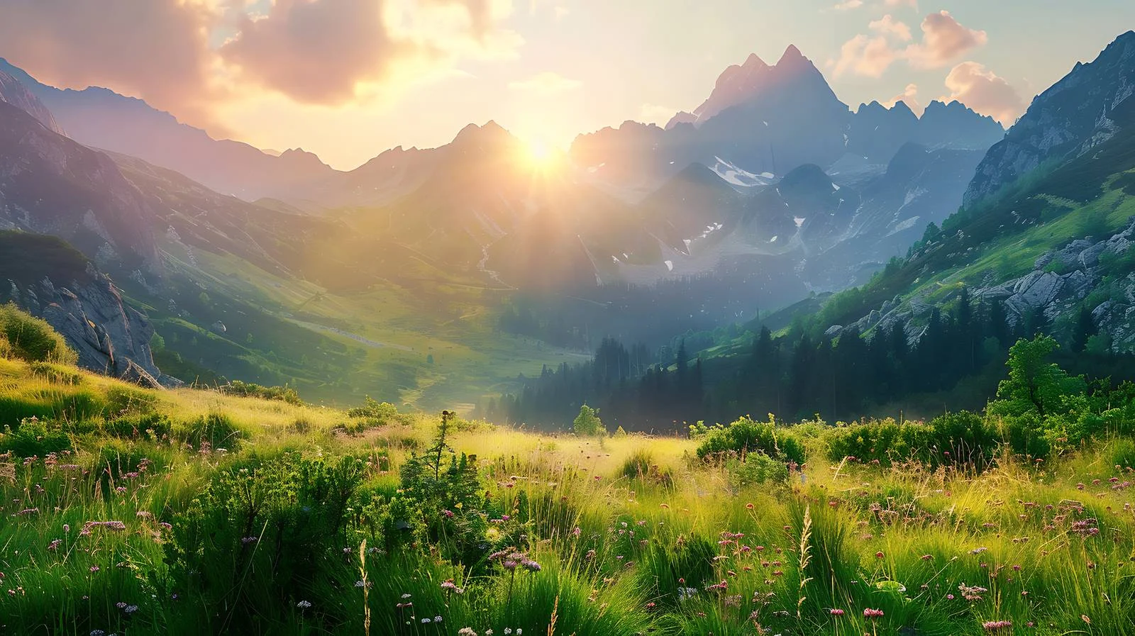 Serene Summer Dawn in Mountain Haven — free download from Dotvec