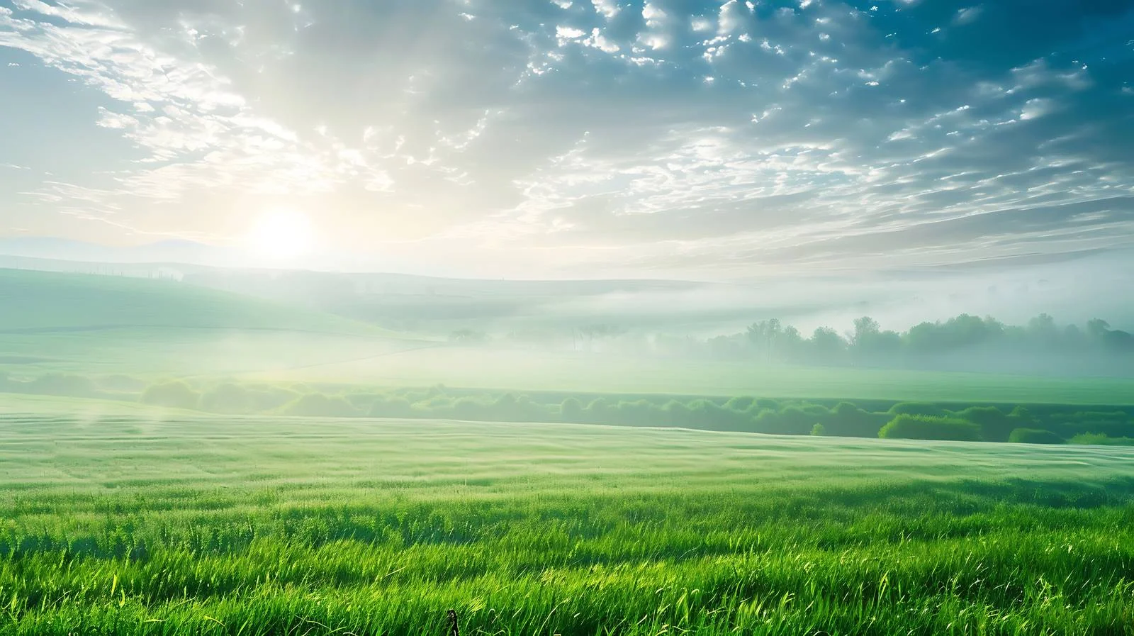 Scenic Summer Morning Above Lush Fields — free download from Dotvec