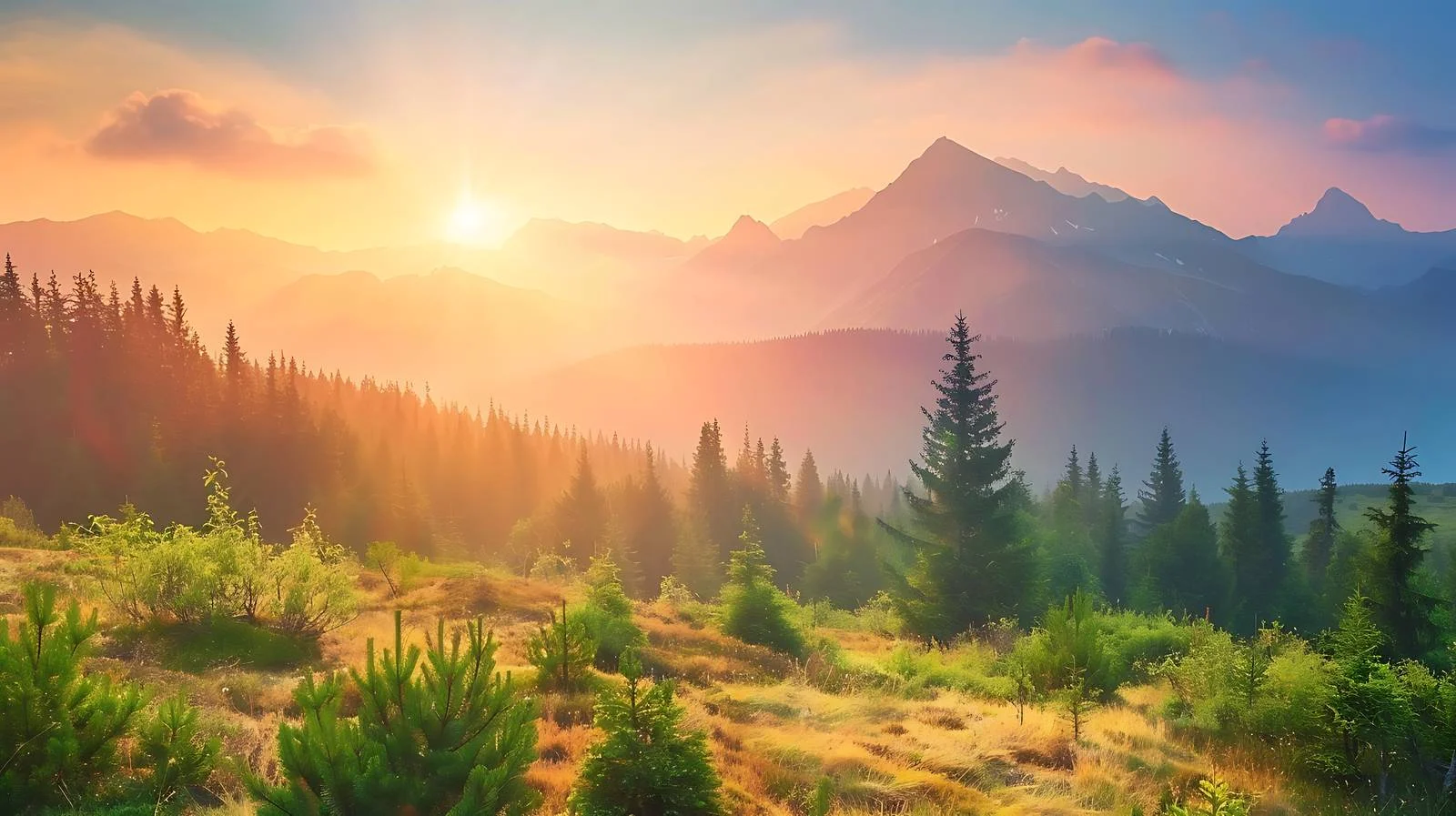 Serene Sunrise Over Mountain Range — free download from Dotvec