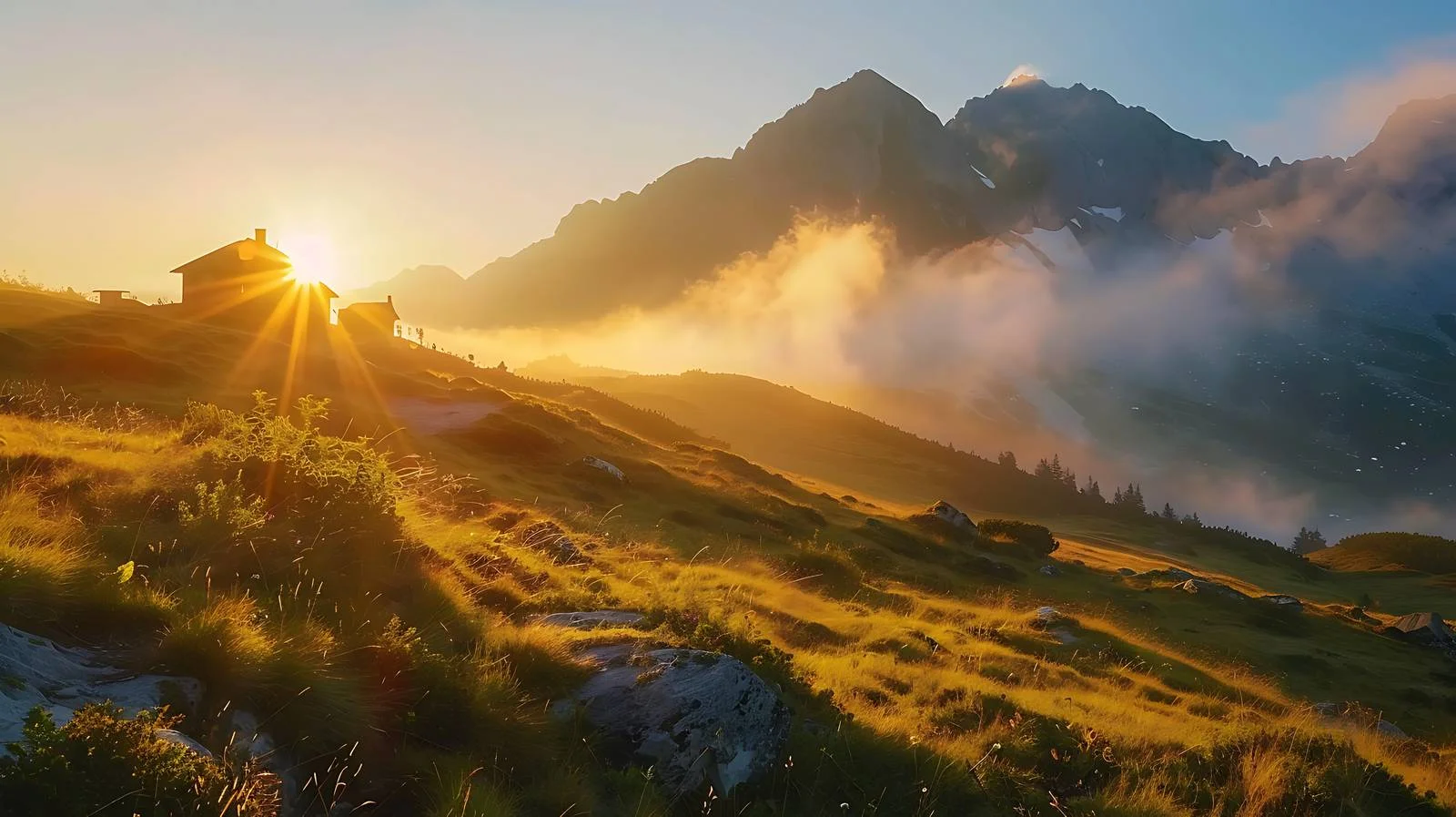 Serene Summer Sunrise over Mountain Heights — free download from Dotvec
