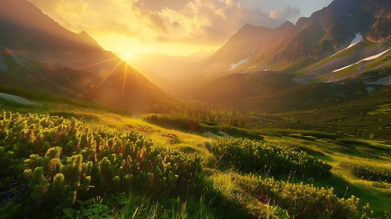 Majestic Summer Dawn in Mountain Range — free download from Dotvec