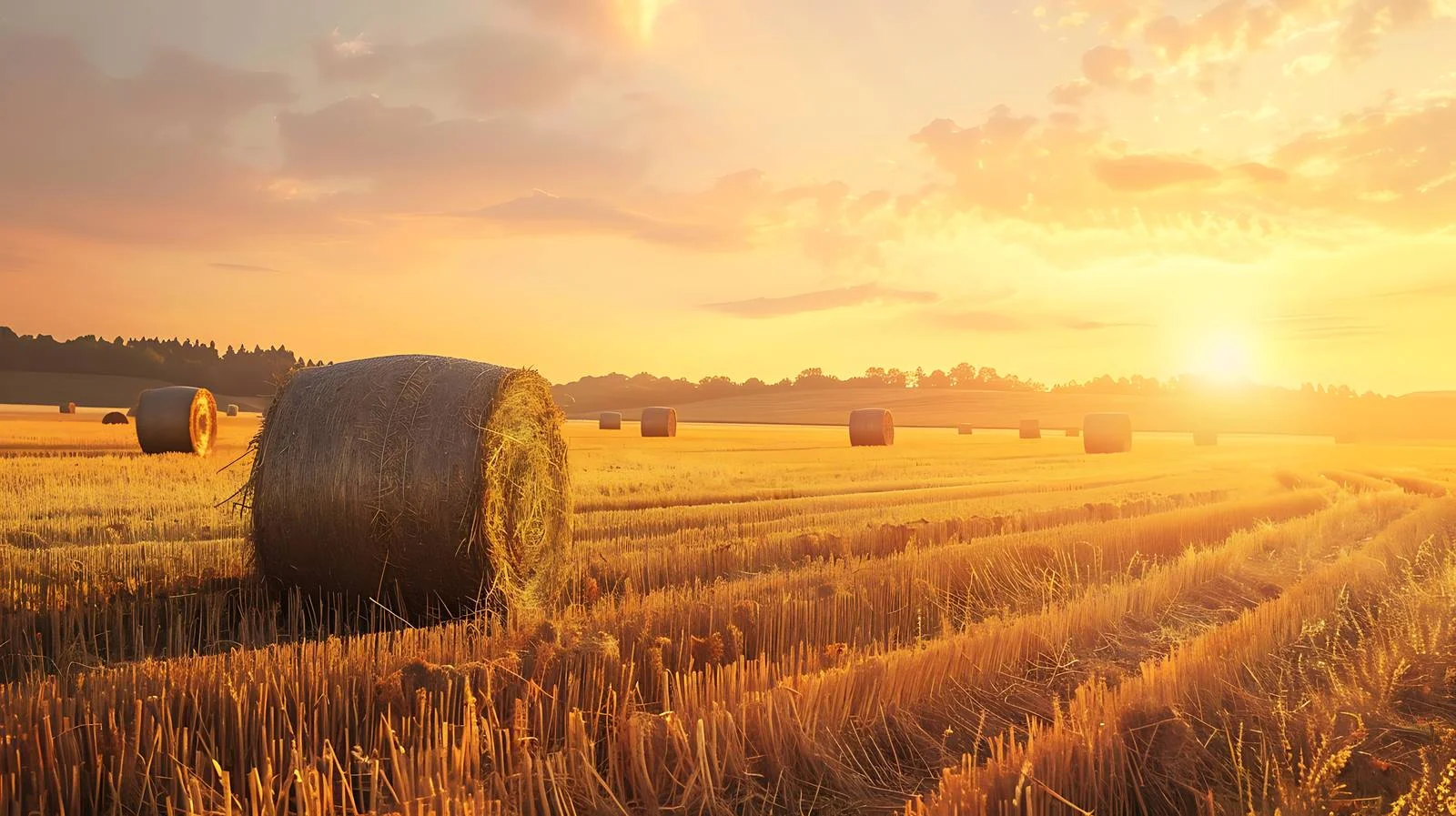 Vibrant Summer Sunrise over Harvested Fields — free download from Dotvec