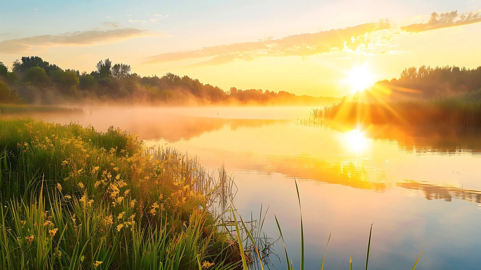 Serene Summer Sunrise by Isolated River — free download from Dotvec