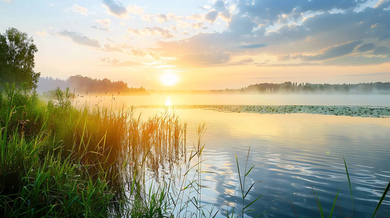 Serene Summer Sunrise Reflects on Lake — free download from Dotvec