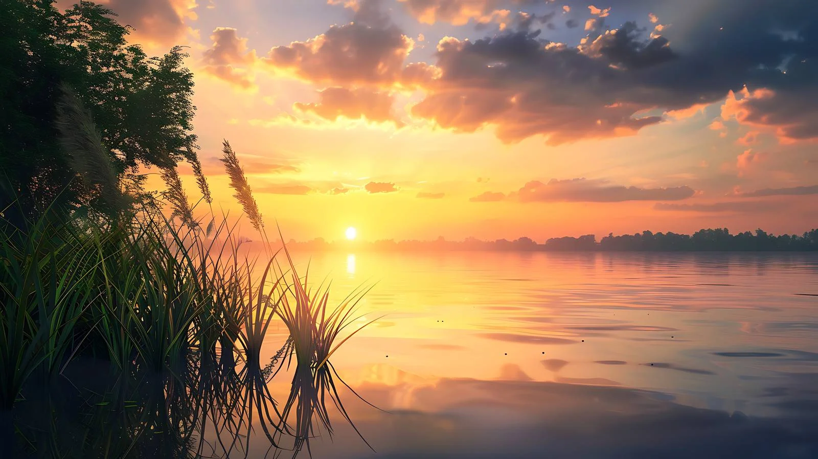 Tranquil Summer Sunset Over Isolated Lake — free download from Dotvec