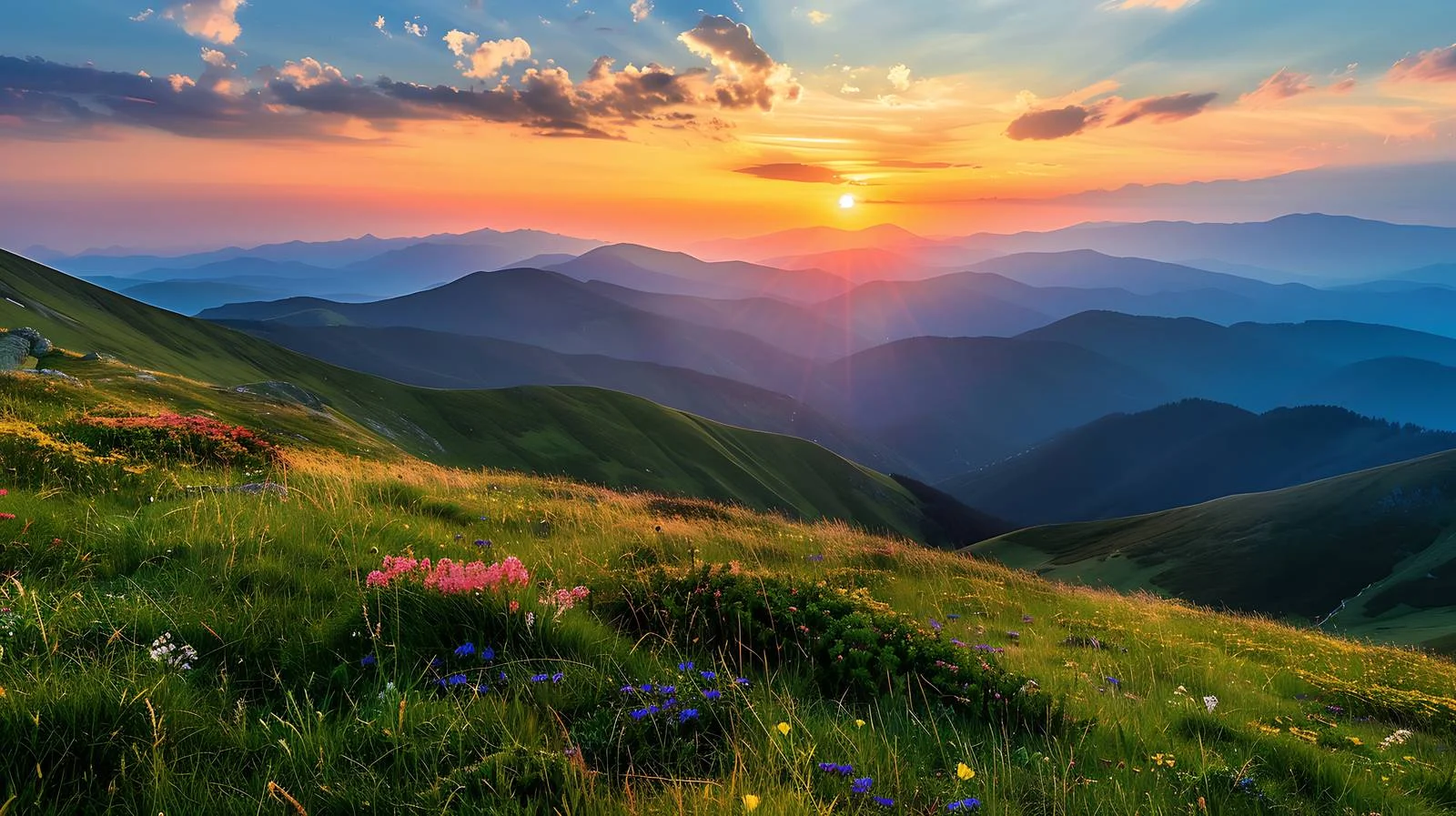 Magnificent Sunset Over Isolated Mountain Range — free download from Dotvec