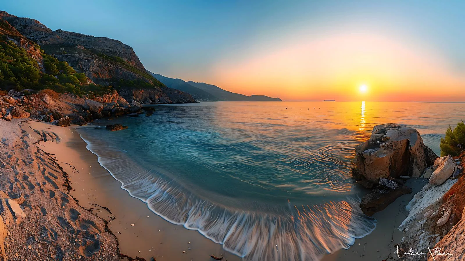 Vibrant Summer Sunset at Mirtos Beach, Greece — free download from Dotvec