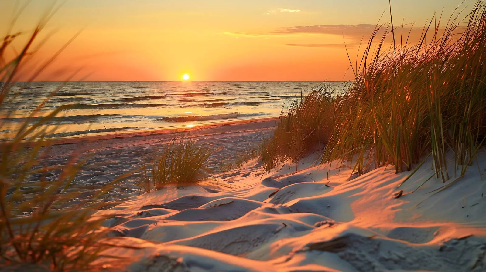 Tranquil Baltic Sea Beach Sunset Glow — free download from Dotvec