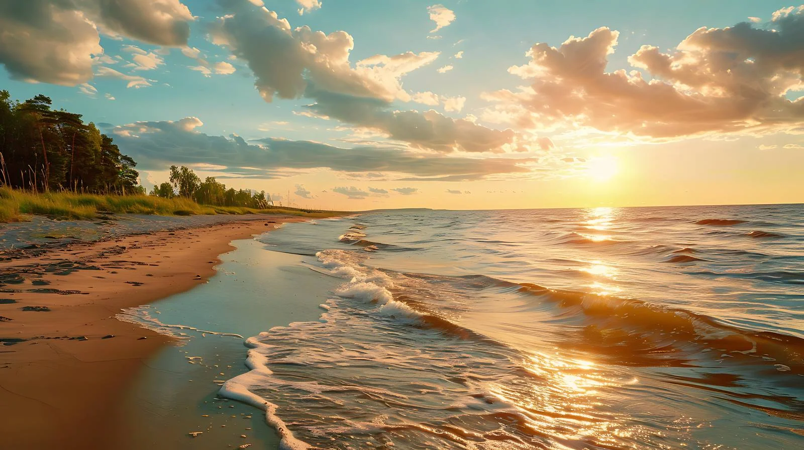 Serene Beach Sunset at Baltic Sea — free download from Dotvec