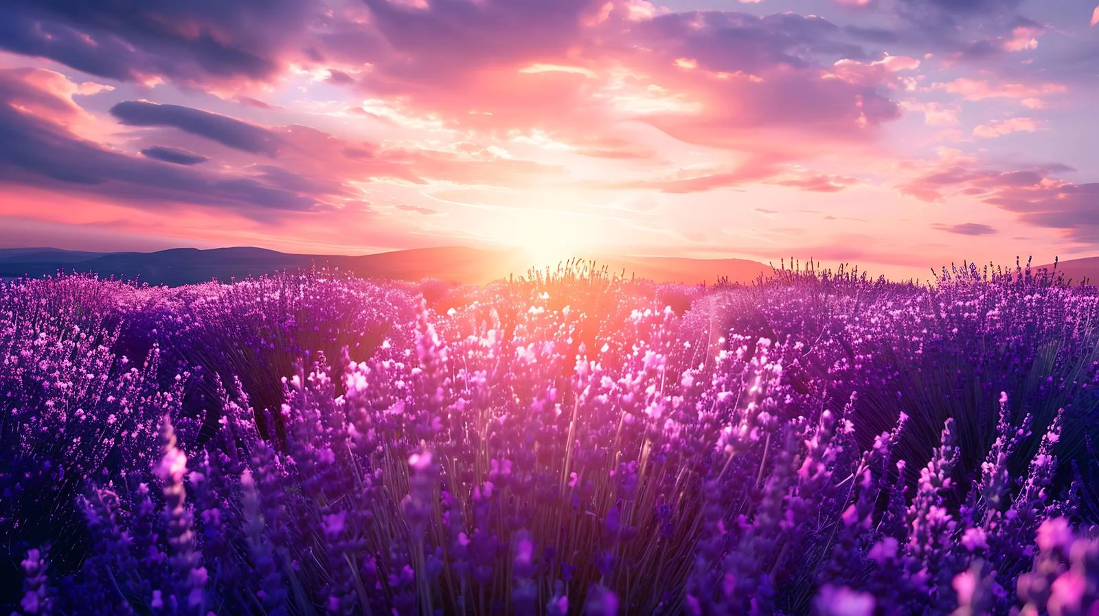 Vibrant Summer Sunset Above Lavender Fields — free download from Dotvec