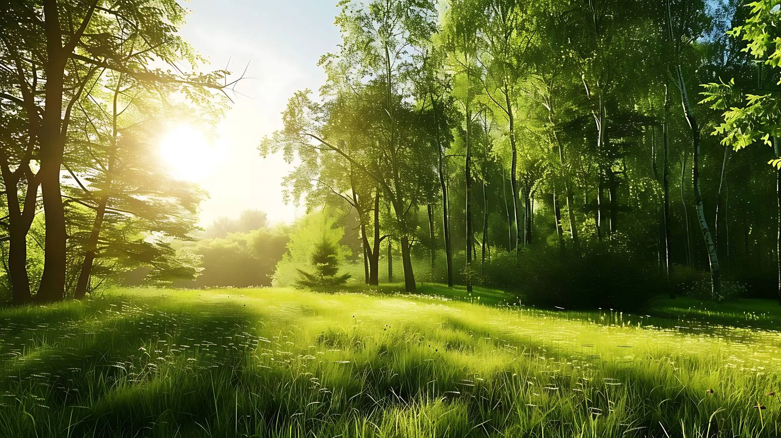 Serene Green Forest Blanketed in Morning Sunlight — free download from Dotvec