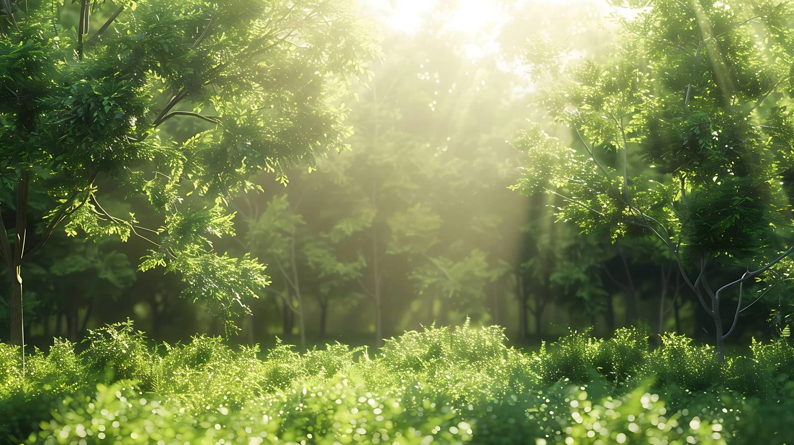 Serene Morning in Verdant Forest Clearing — free download from Dotvec