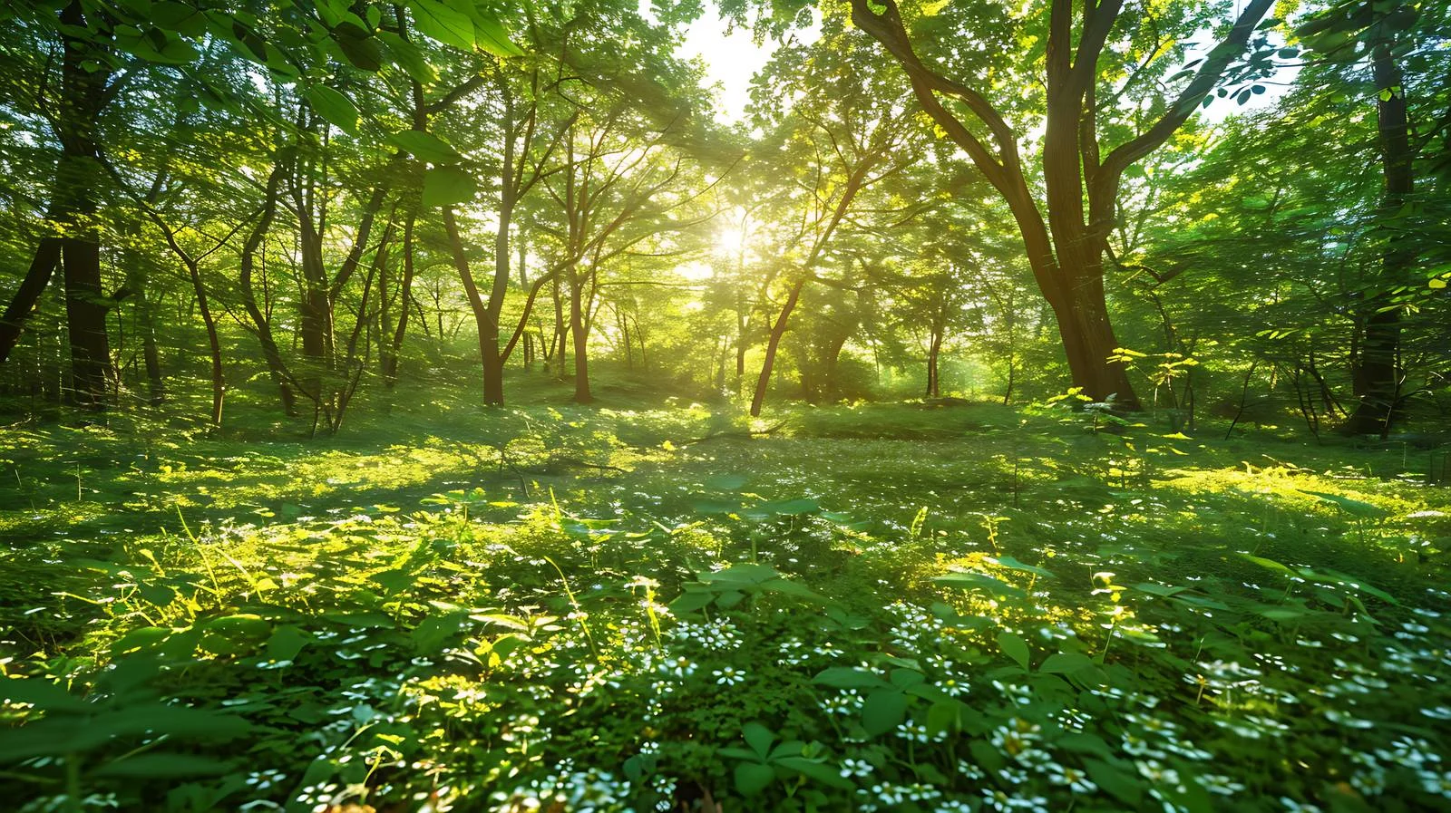 Enchanting morning light in mystical forest — free download from Dotvec