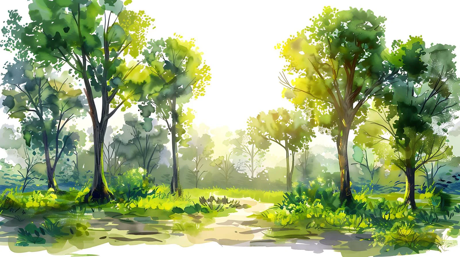 Serene morning in white forest clearing — free download from Dotvec