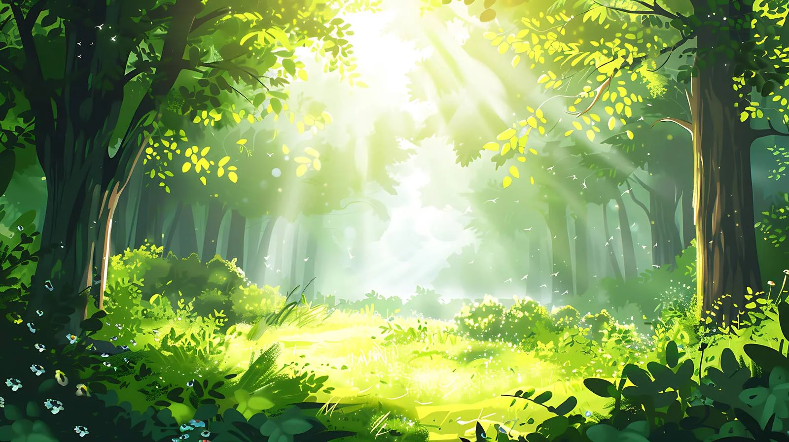Serene Morning in Verdant Forest Clearing — free download from Dotvec