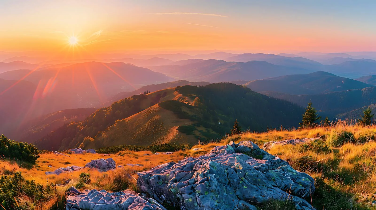 Serene Sunrise at Sokolica Hill in Polish Mountains — free download from Dotvec