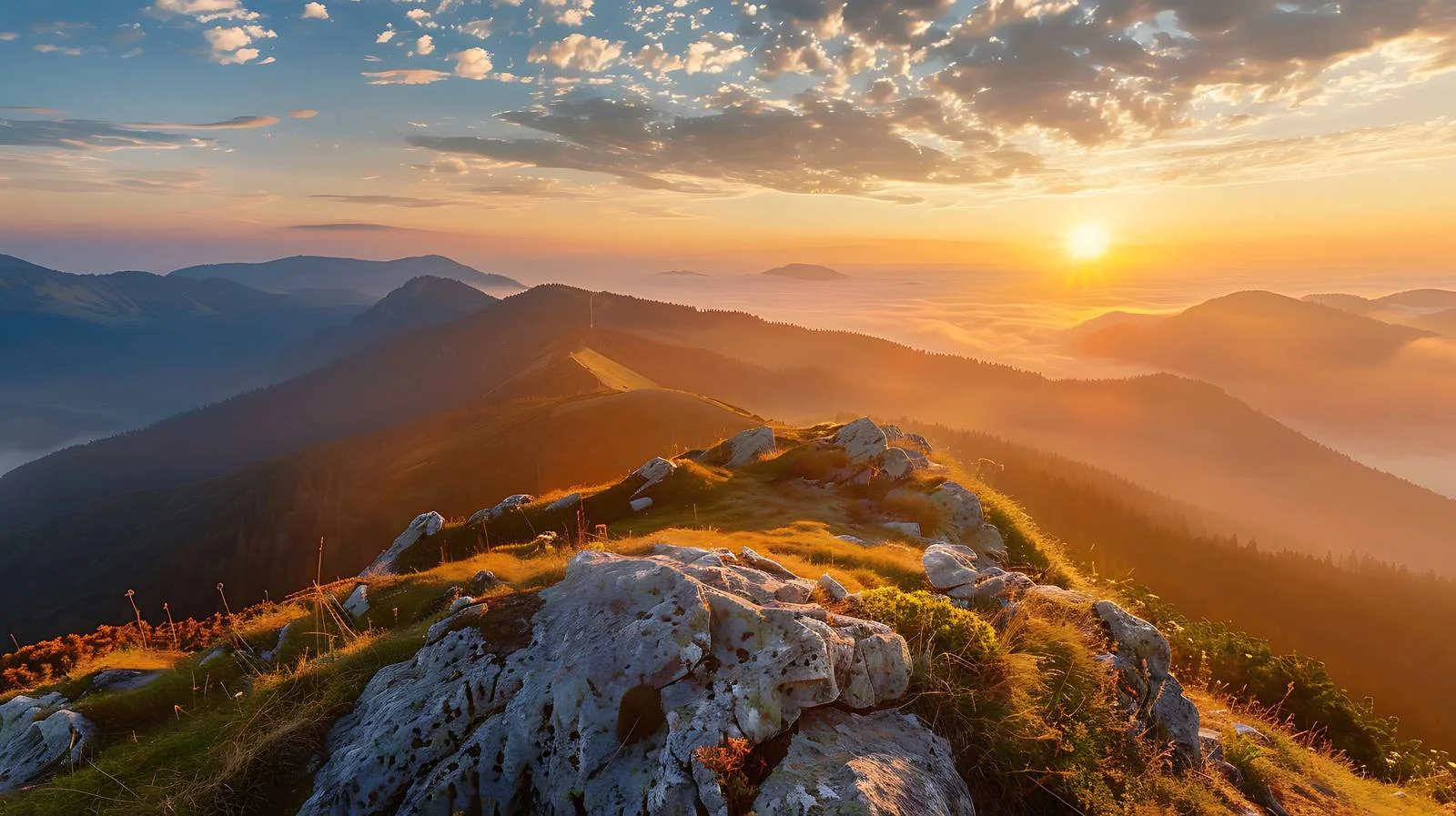 Majestic Sunrise at Sokolica Hill in Polish Mountains — free download from Dotvec