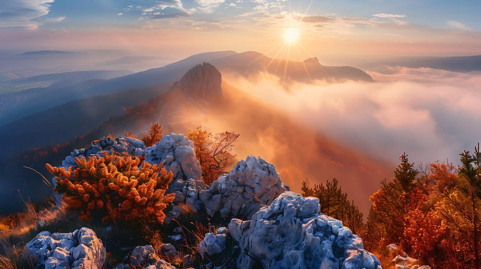 Serene Sunrise over Sokolica Hill in Polish Mountains — free download from Dotvec