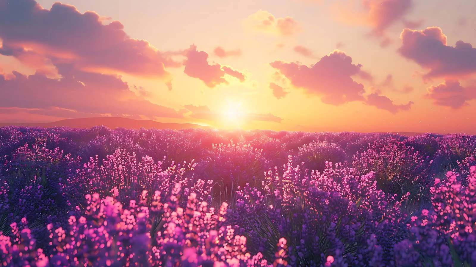 Serene Lavender Field at Sunrise Scene — free download from Dotvec