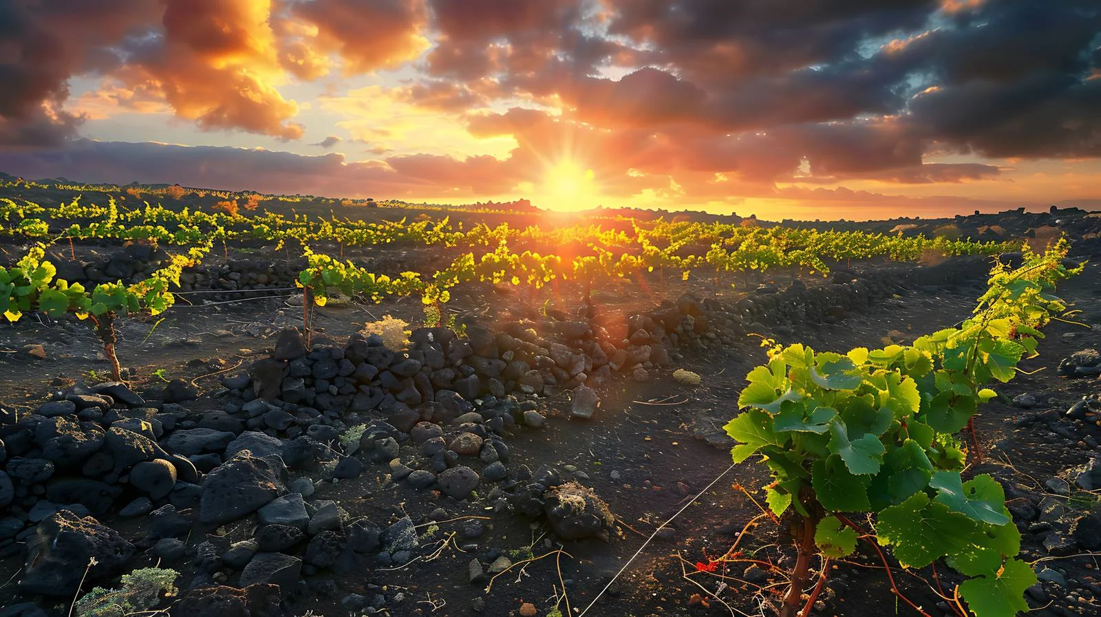 Picturesque Sunset above La Geria on Lanzarote — free download from Dotvec