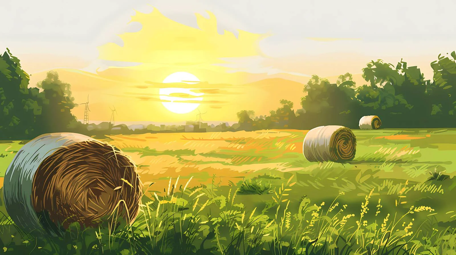 Stunning sunset illuminates lush meadow landscape — free download from Dotvec