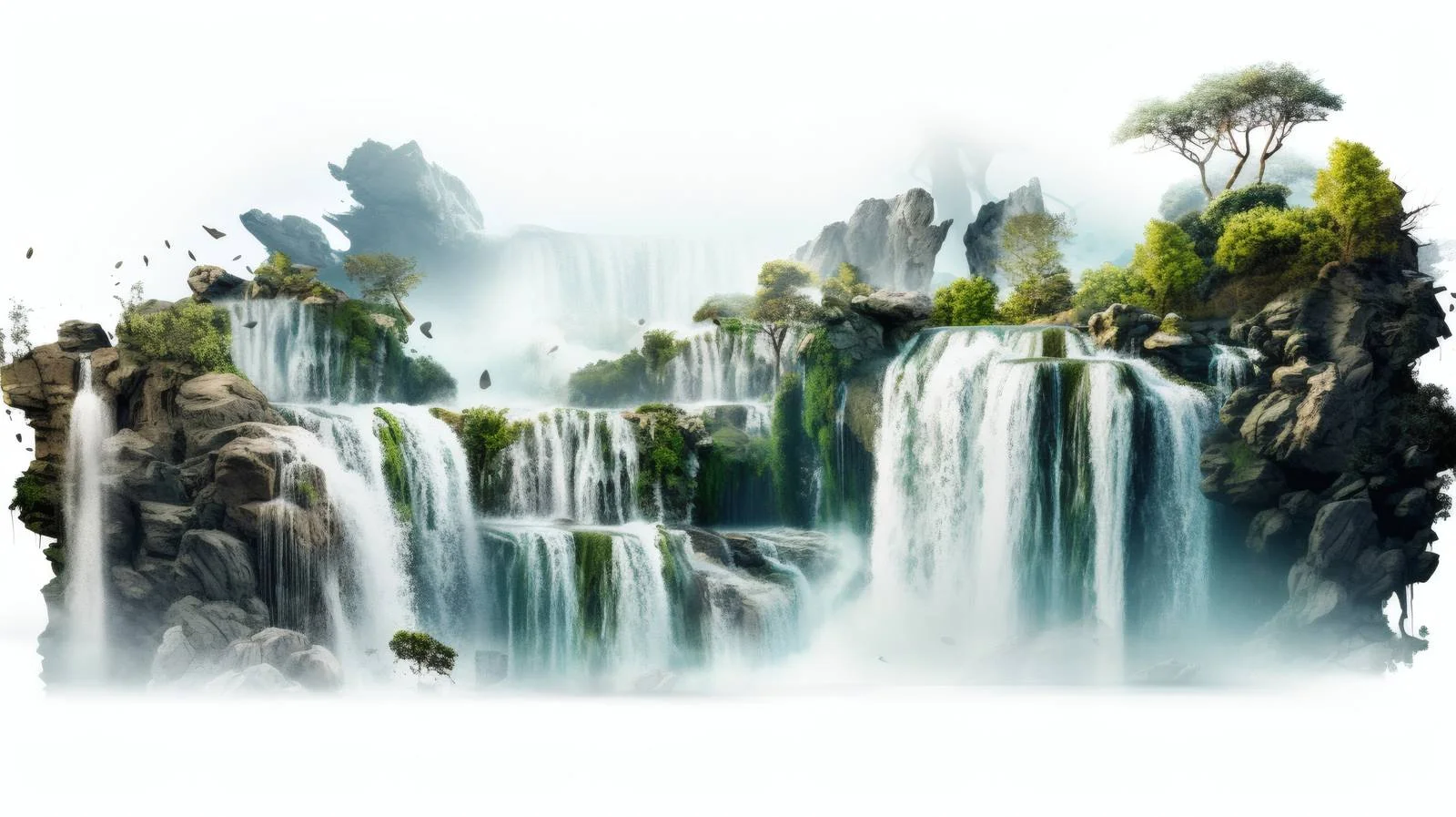Serene Waterfall on White Background — free download from Dotvec
