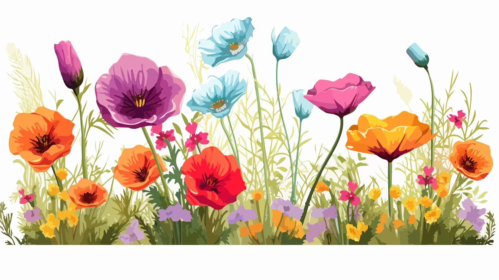 Hand-Drawn Wildflower Field Sketch — free download from Dotvec