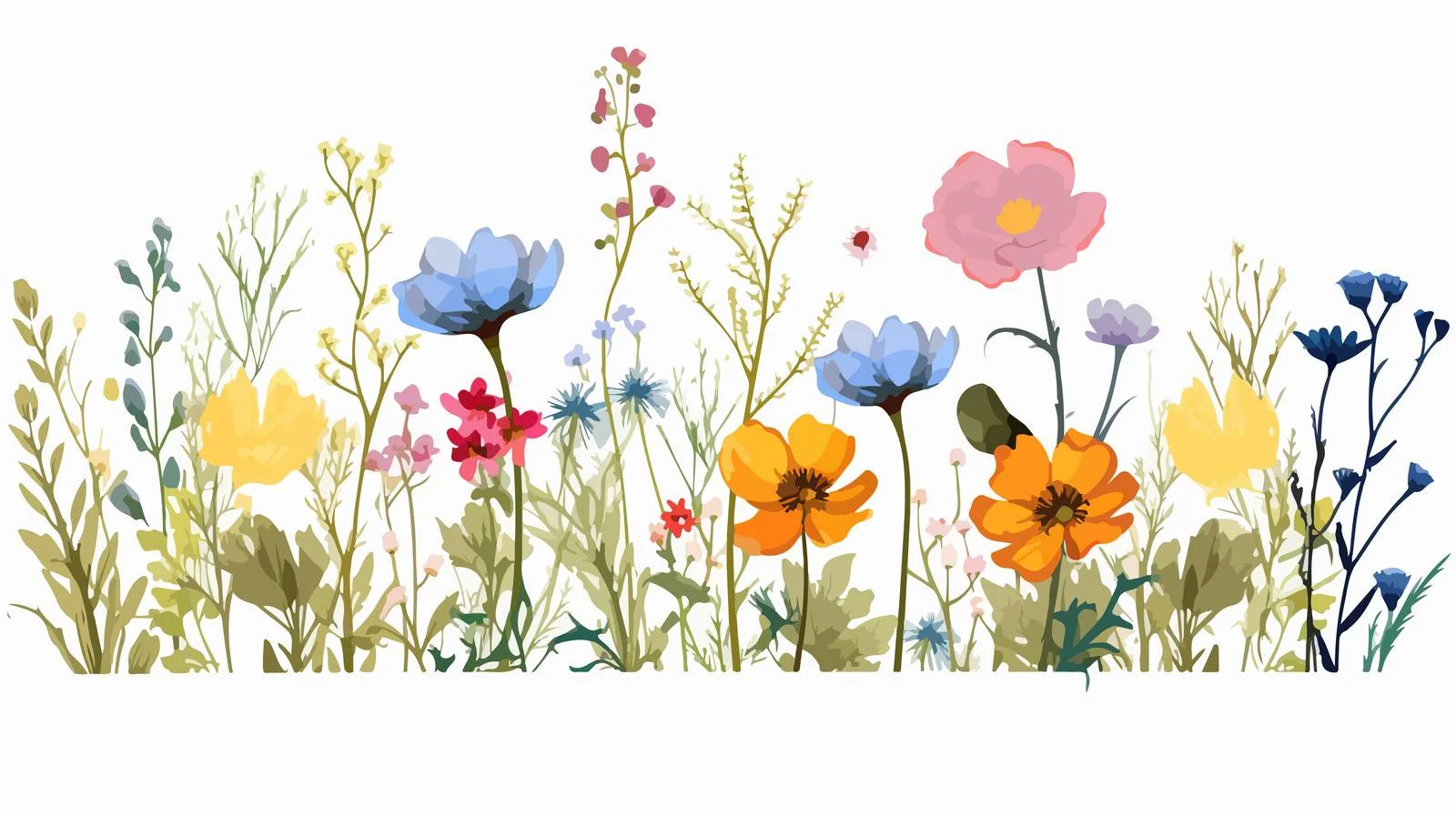 Hand-Drawn Wildflowers Sketch in Field — free download from Dotvec