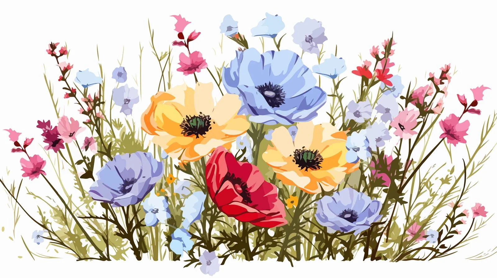Hand-Drawn Wildflower Field Sketch — free download from Dotvec