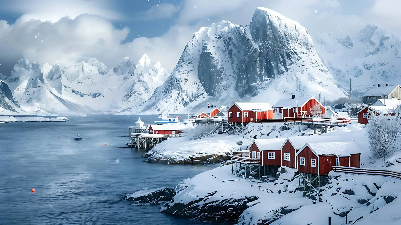 Scenic Winter Wonderland in Lofoten Islands — free download from Dotvec