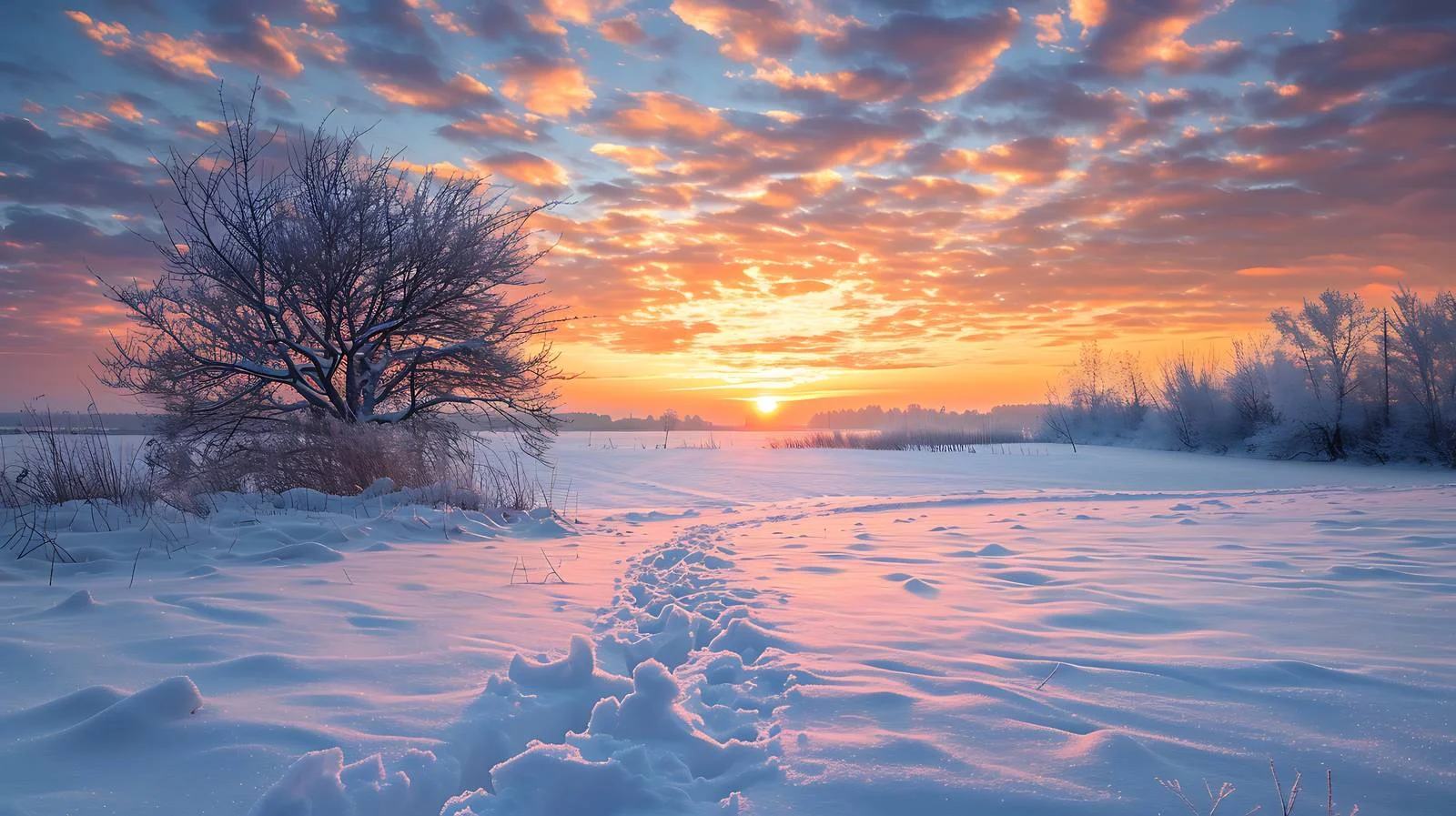 Vibrant Winter Sunset with Colorful Sky — free download from Dotvec