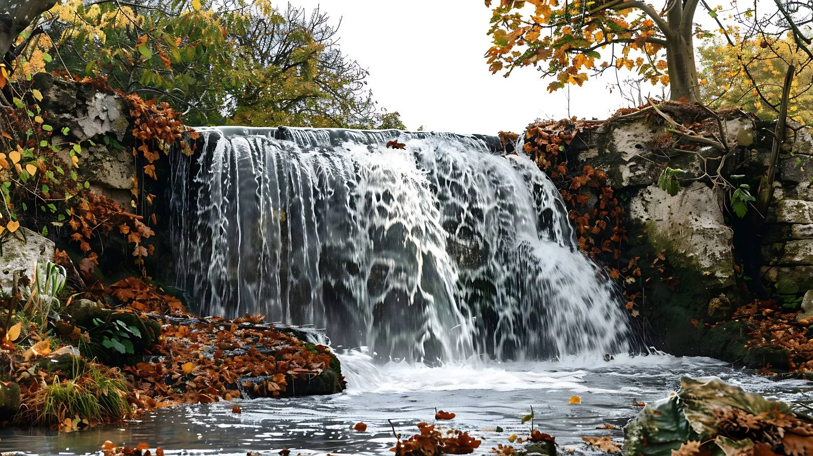 Scenic Autumn Waterfall in Isolation — free download from Dotvec