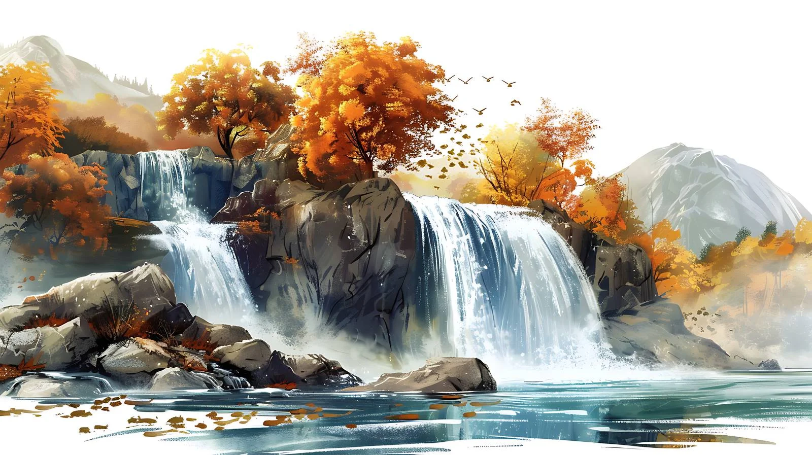 Serene Autumn Waterfall in Isolation — free download from Dotvec