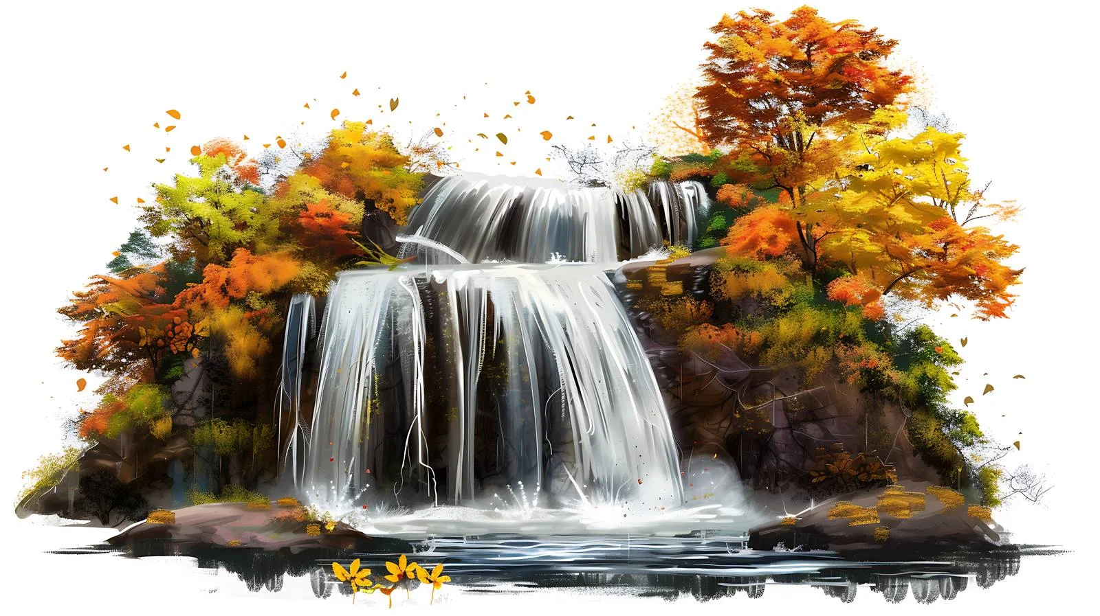 Serene Autumn Waterfall in Isolation — free download from Dotvec