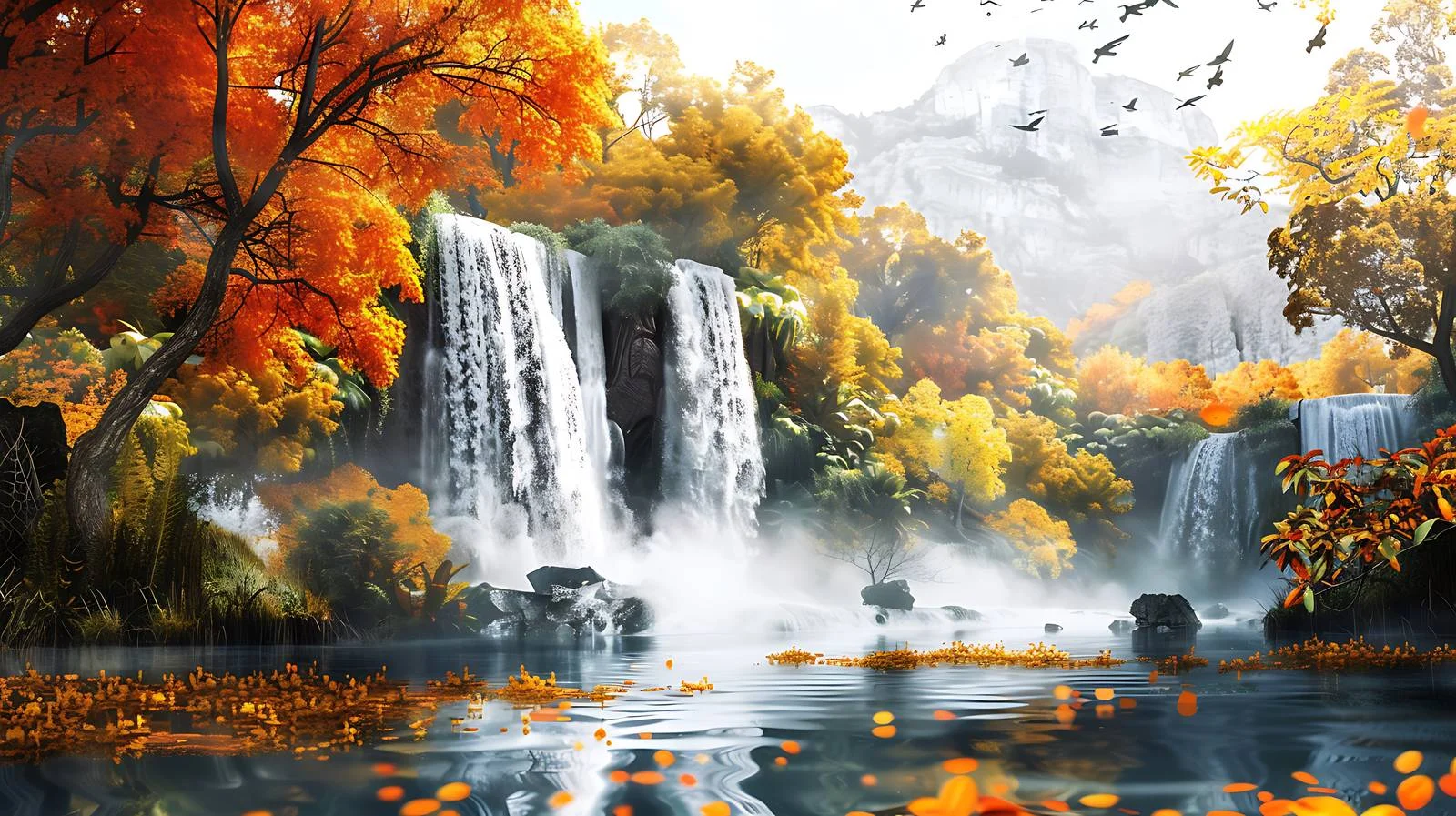 Serenity of Autumn Waterfall Scenery — free download from Dotvec