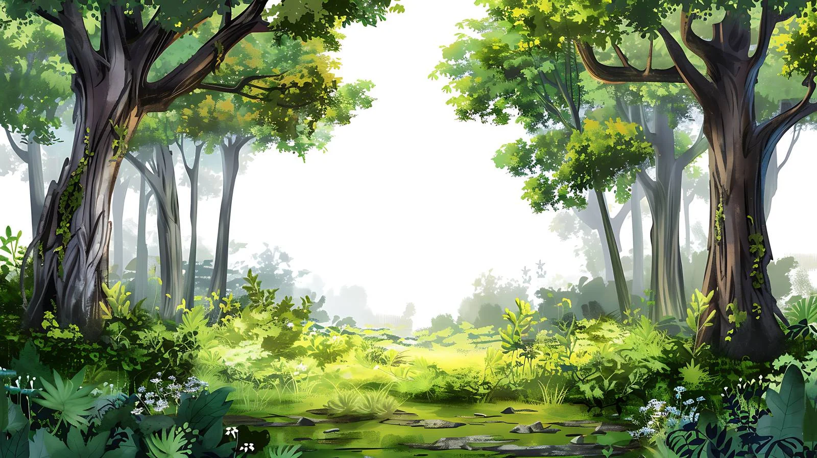 Serene Forest Morning on White Background — free download from Dotvec