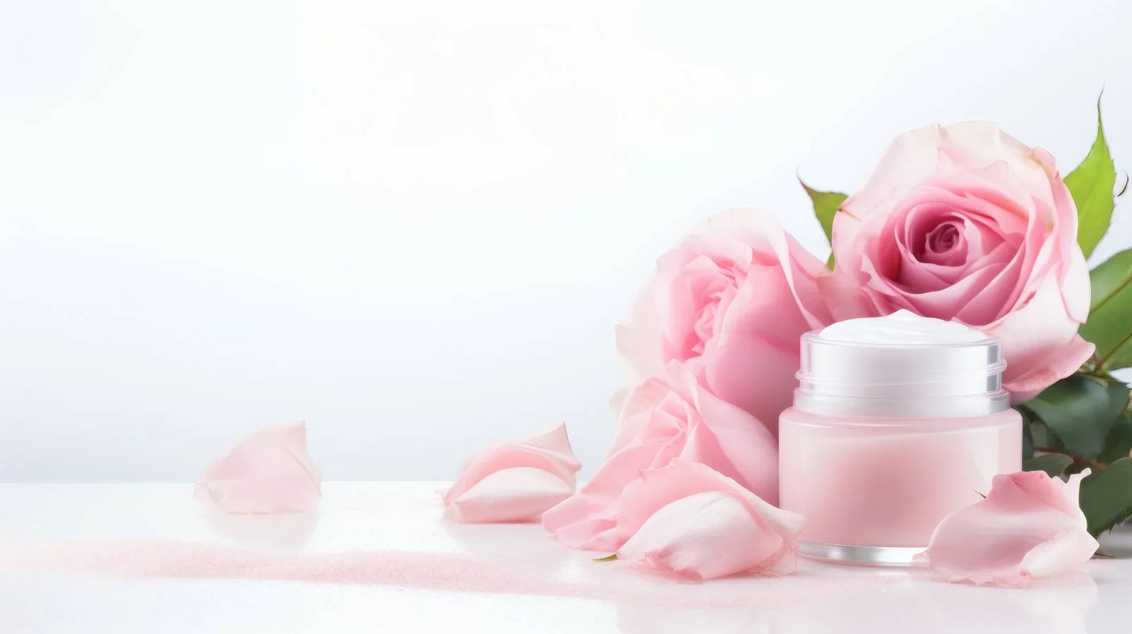 Elegant Beauty Products and Roses Display – free perfume image from Dotvec