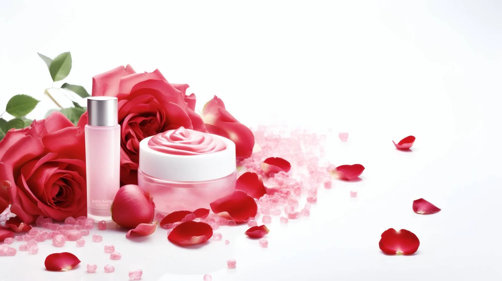Elegance portrayed through cosmetics and roses — free download from Dotvec
