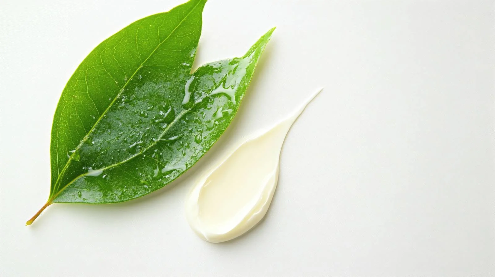Elegant Beauty Cream Droplets on Green Leaf — free download from Dotvec