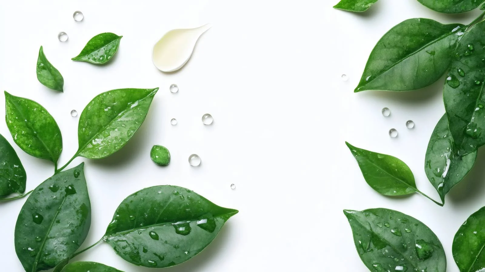 Luxurious Beauty Cream Drops on Fresh Green Leaves — free download from Dotvec