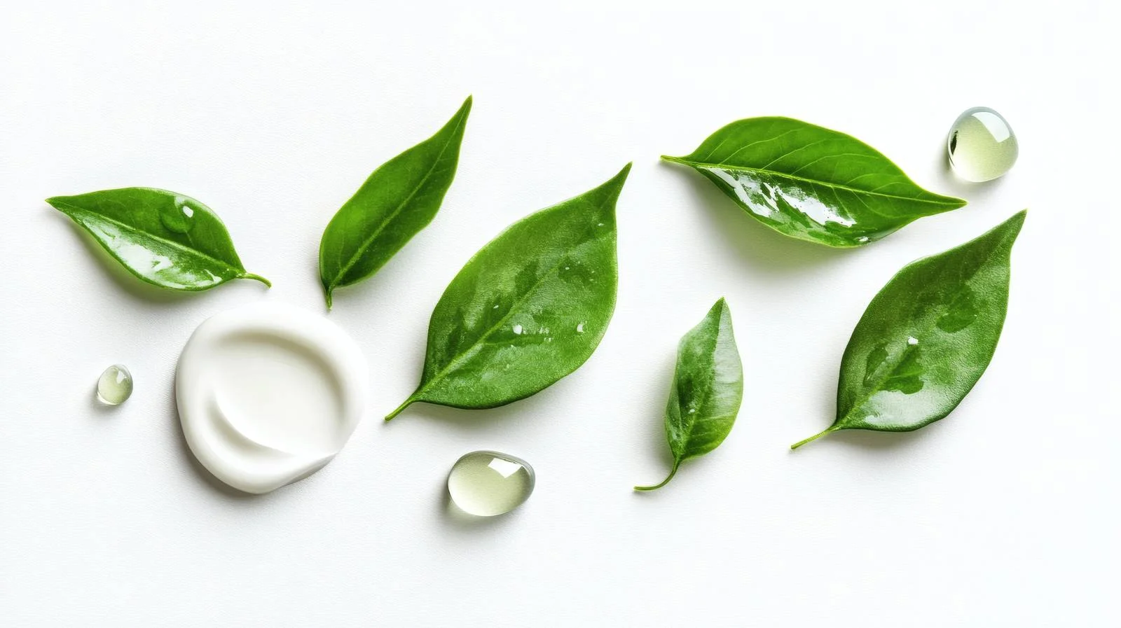 Luxurious Beauty Cream Drops on Leaves — free download from Dotvec