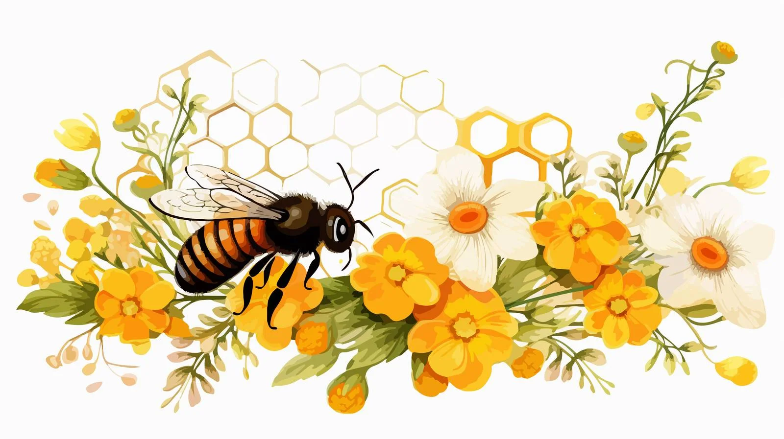Bee Silhouette Honeycomb Cartoon Illustration — free download from Dotvec