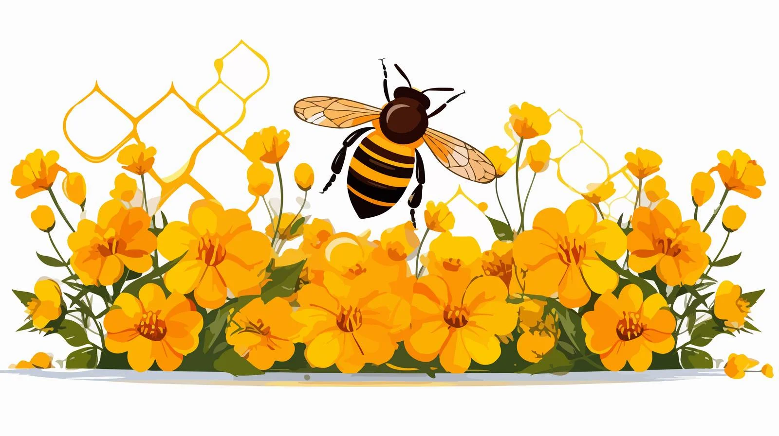 Bee Silhouette in Honeycomb Cartoon — free download from Dotvec