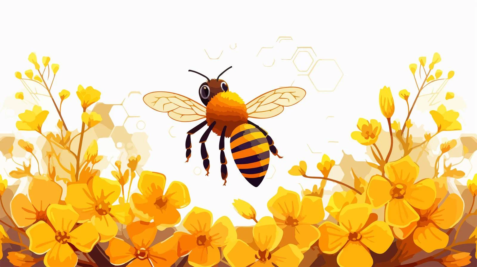 Bee Silhouette in Hexagonal Honeycomb — free download from Dotvec