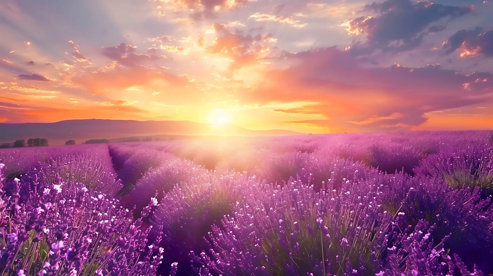 Vibrant Summer Sunset Above Lavender Field — free download from Dotvec