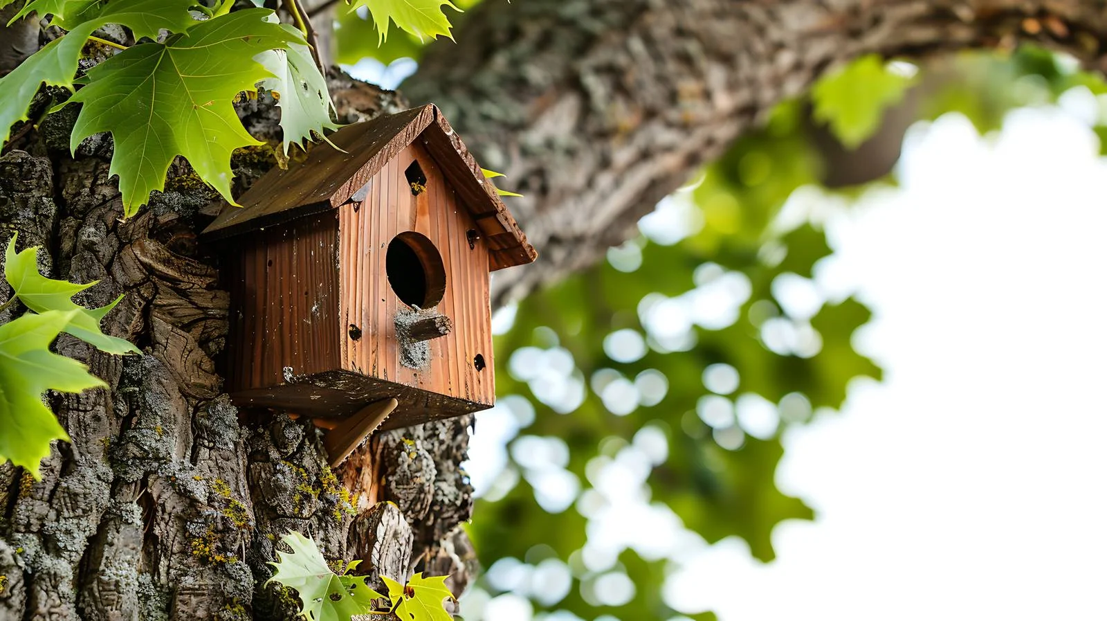 Tranquil Birdhouse amidst Oak Foliage — free download from Dotvec