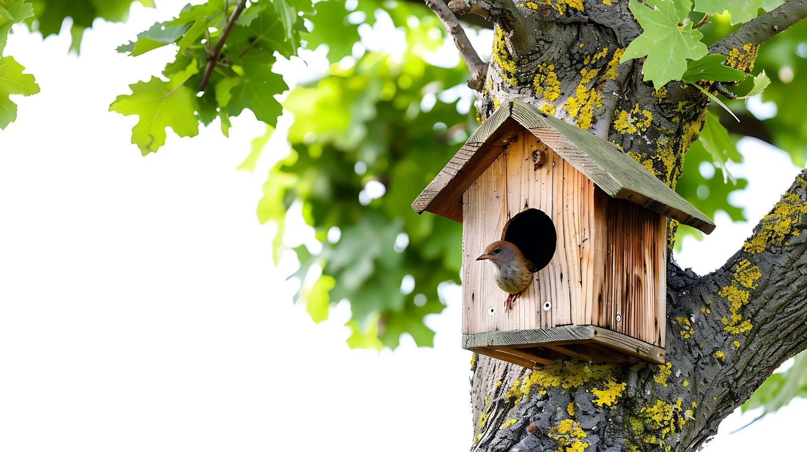 Oak tree birdhouse nestled in greenery – free oak tree image from Dotvec